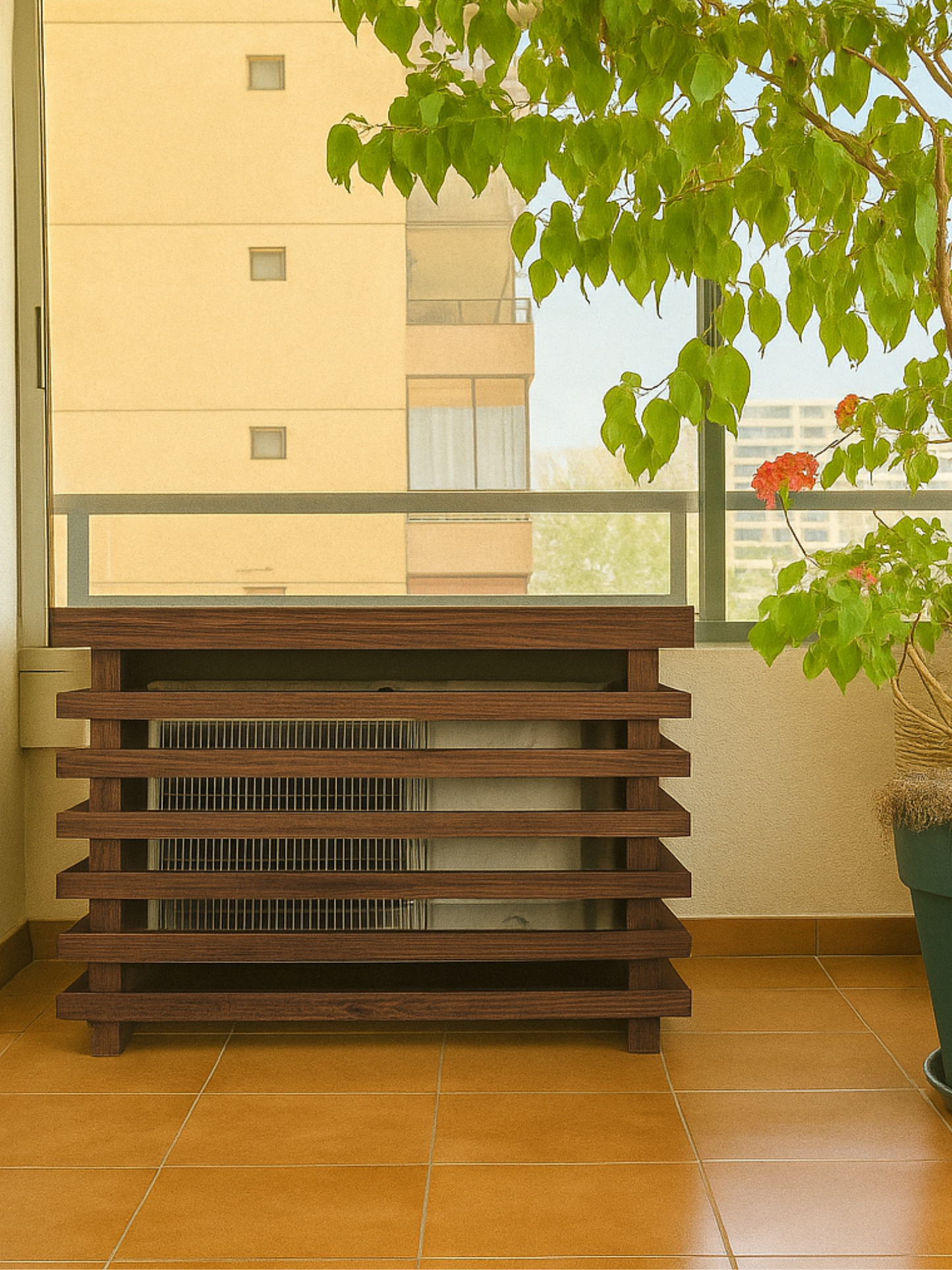 Mueble Cubre Motor A/C - Color Café Nogal