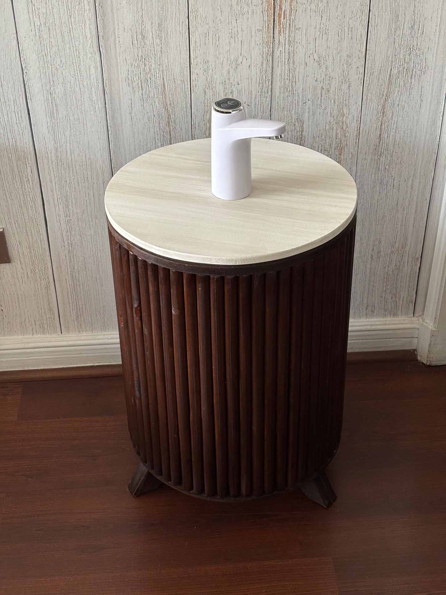 Mueble para Bidón Nogal tapa Blanco