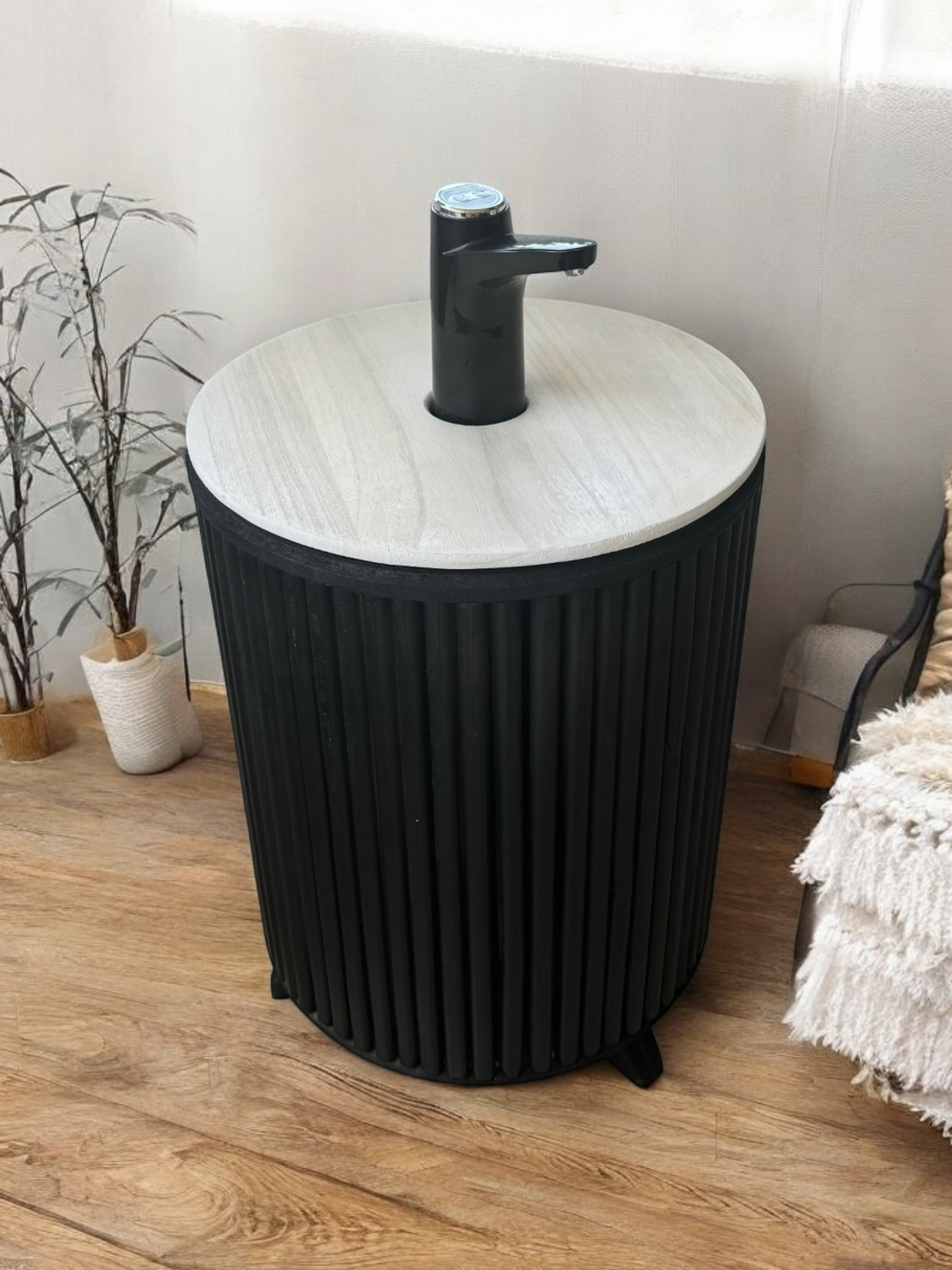 Mueble para Bidón Negro tapa Blanco