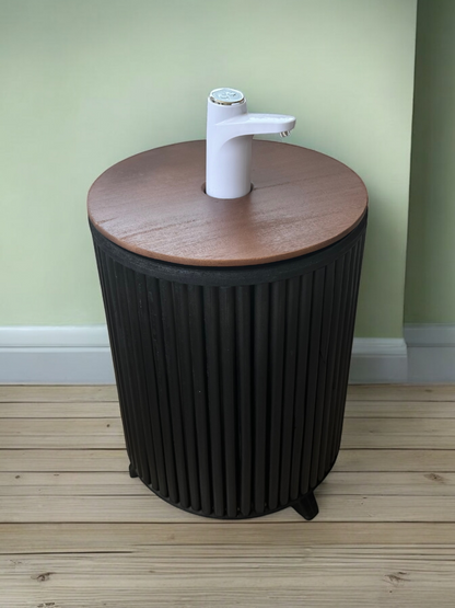 Mueble para Bidón Negro tapa Nogal