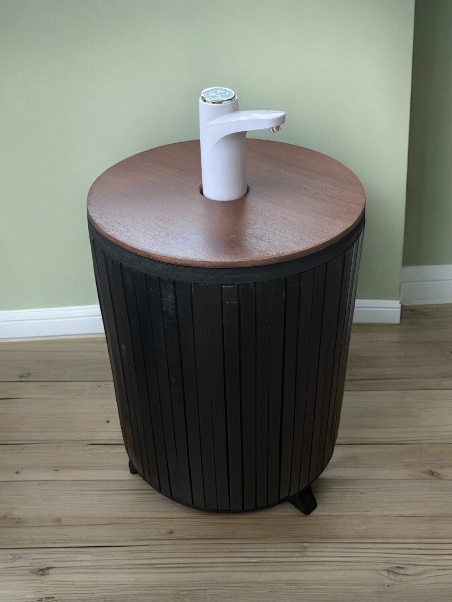 Mueble para Bidón Negro tapa Nogal