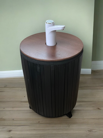 Mueble para Bidón Negro tapa Nogal