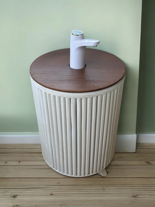 Mueble para Bidón Blanco tapa Nogal